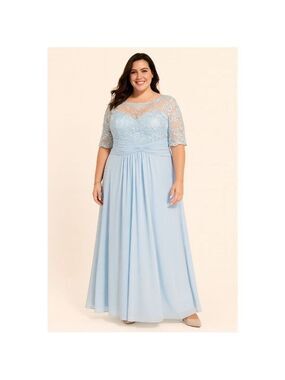 JJsHouse Sky Blue Lace Chiffon Formal Gown NWT Size 12